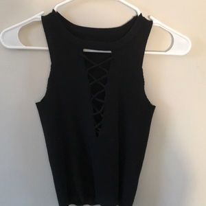criss cross black tank top